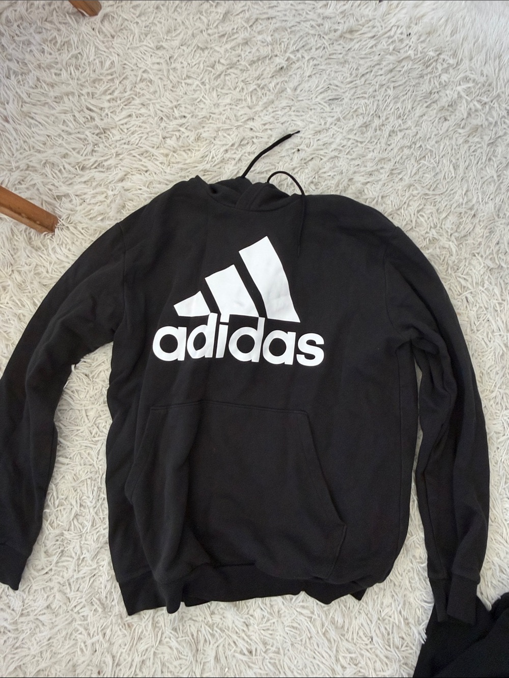 adidas Black Hoodie with White Logo Front